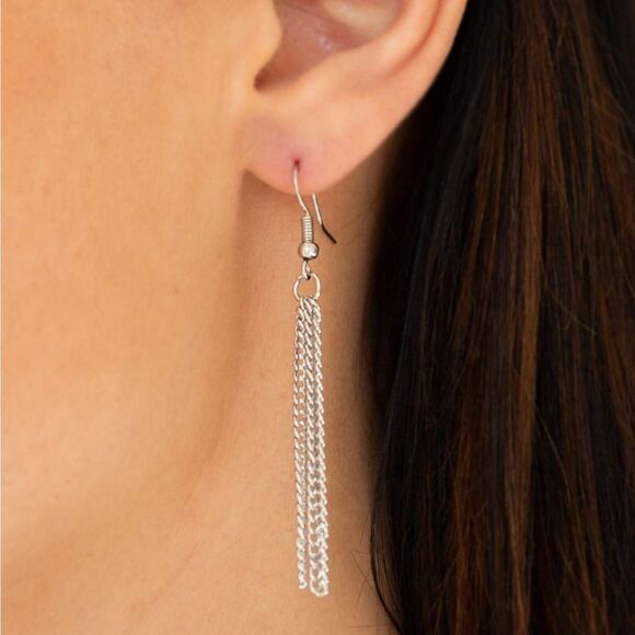 Set! Long silver tone chain with western pendant black stone accent - Picture 3 of 3